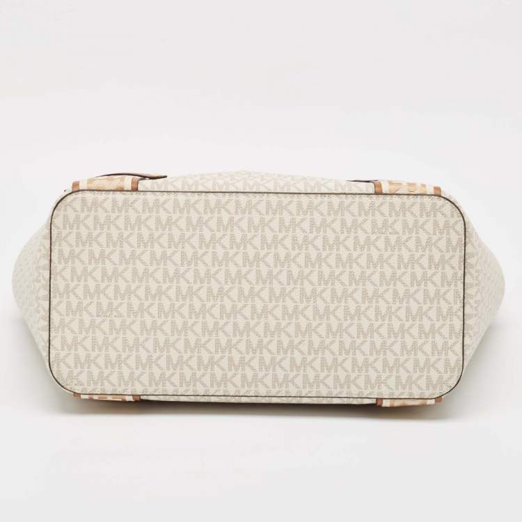 Pre Owned Michael Kors Grey Coated Canvas Faux Leather Large Shopper Tote