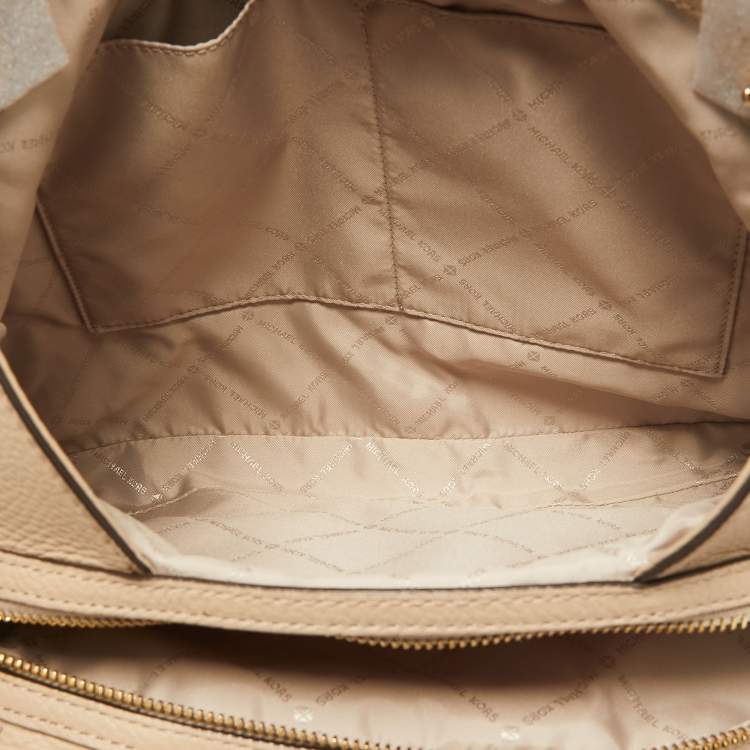 Pre Owned Michael Kors Beige Leather large Jet Set Chain Shoulder Bag