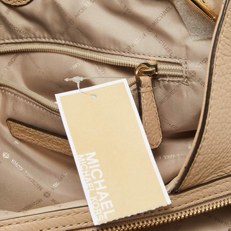 Pre Owned Michael Kors Beige Leather large Jet Set Chain Shoulder Bag