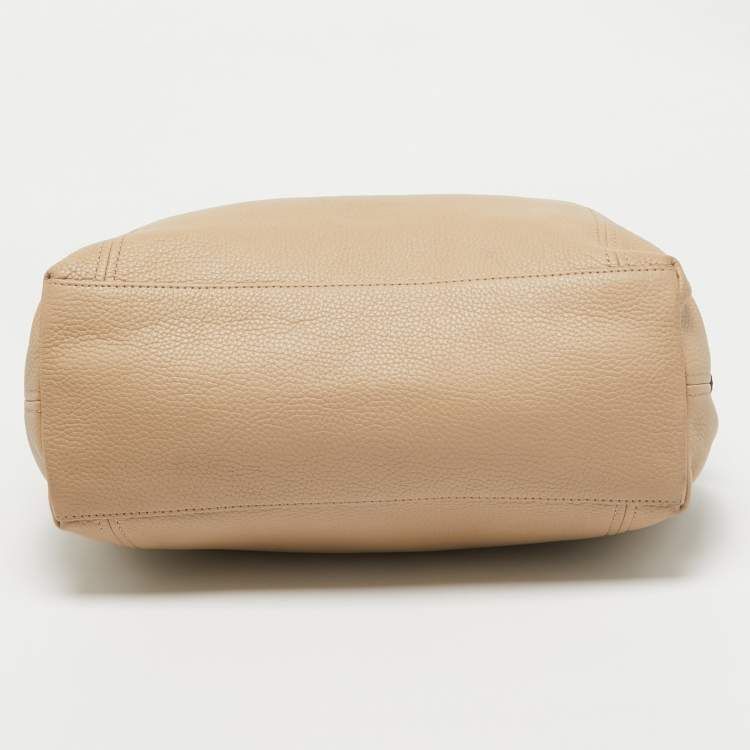 Pre Owned Michael Kors Beige Leather large Jet Set Chain Shoulder Bag