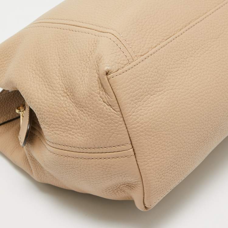 Pre Owned Michael Kors Beige Leather large Jet Set Chain Shoulder Bag