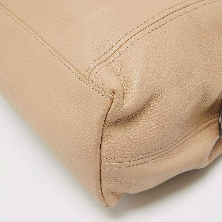 Pre Owned Michael Kors Beige Leather large Jet Set Chain Shoulder Bag