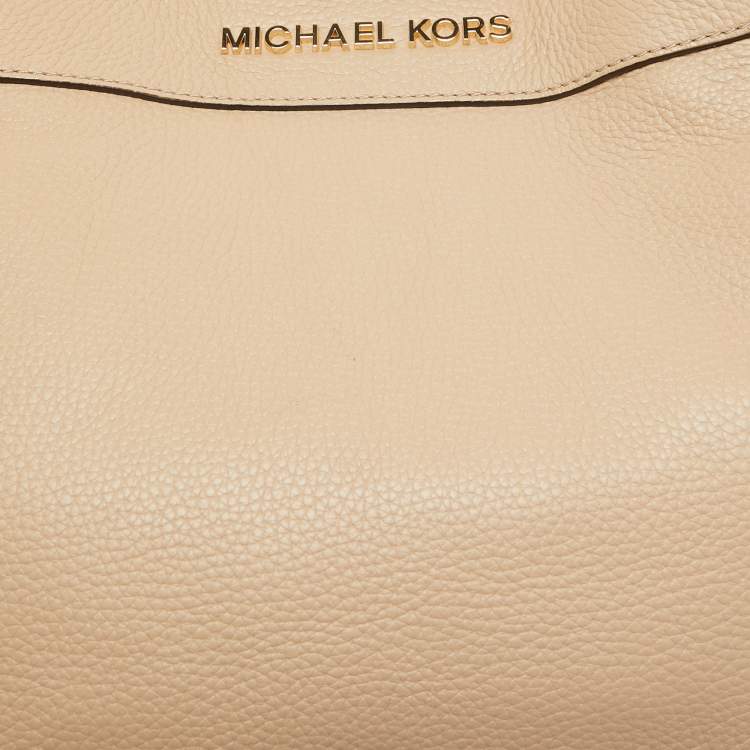 Pre Owned Michael Kors Beige Leather large Jet Set Chain Shoulder Bag