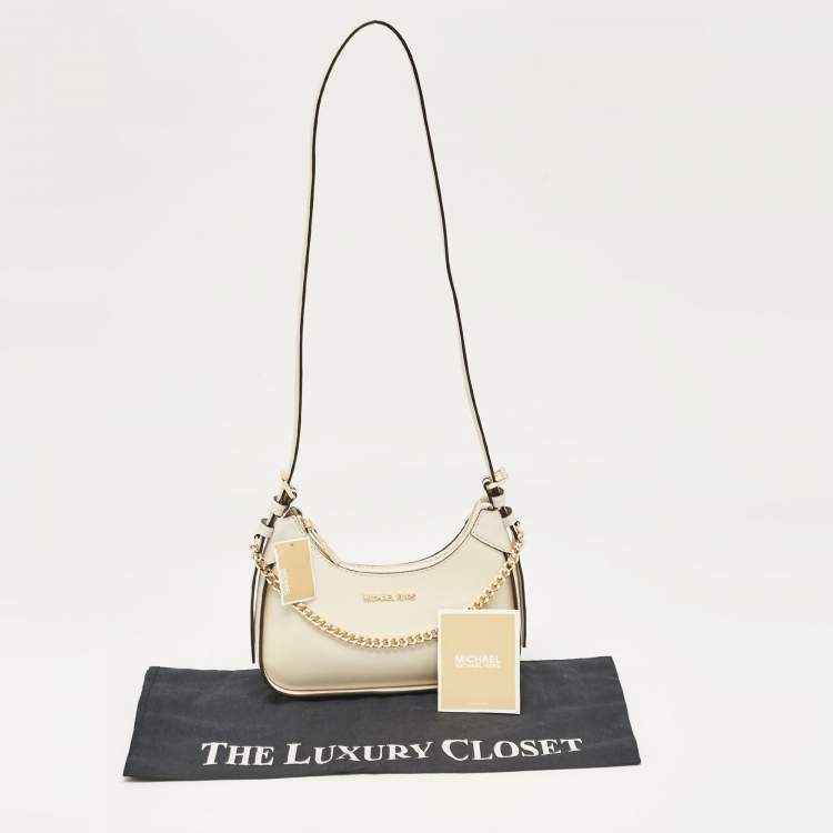 Pre Owned Michael Kors Cream Leather Small Wilma Crossbody Bag