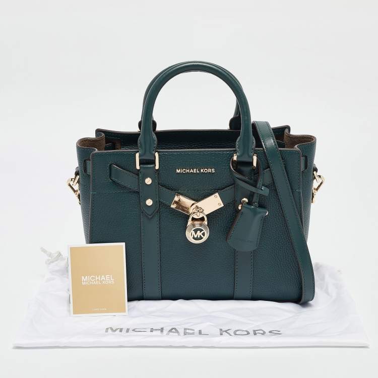 Pre Owned Michael Kors Green Leather Small Nouveau Hamilton Tote