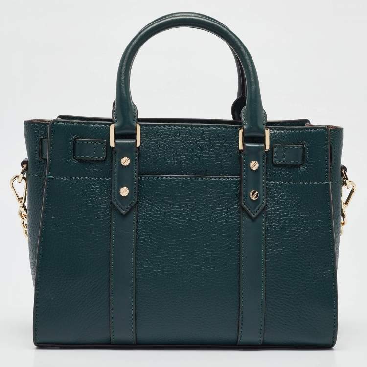 Pre Owned Michael Kors Green Leather Small Nouveau Hamilton Tote