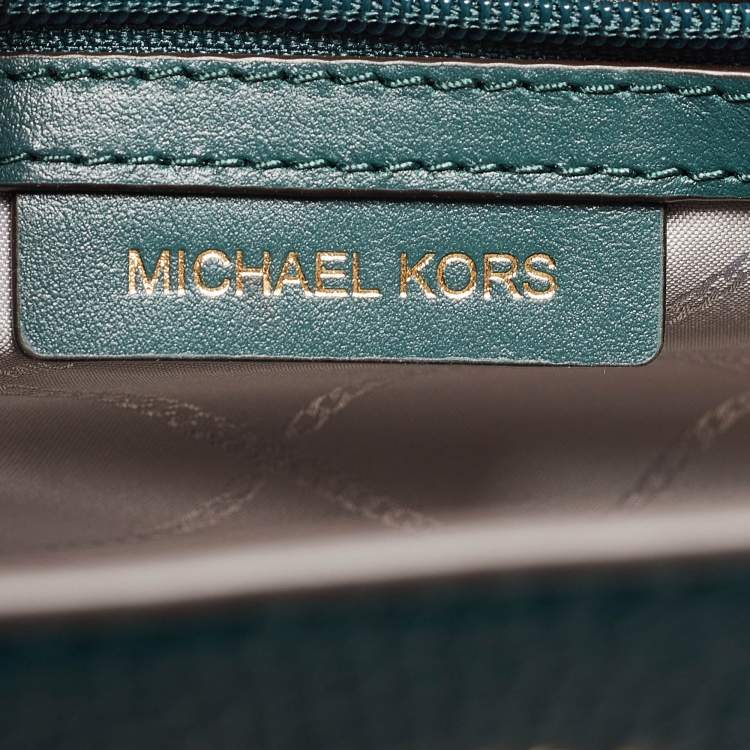 Pre Owned Michael Kors Green Leather Small Nouveau Hamilton Tote