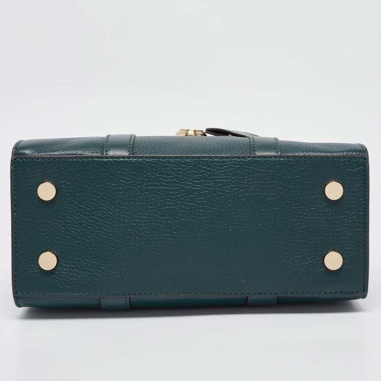 Pre Owned Michael Kors Green Leather Small Nouveau Hamilton Tote