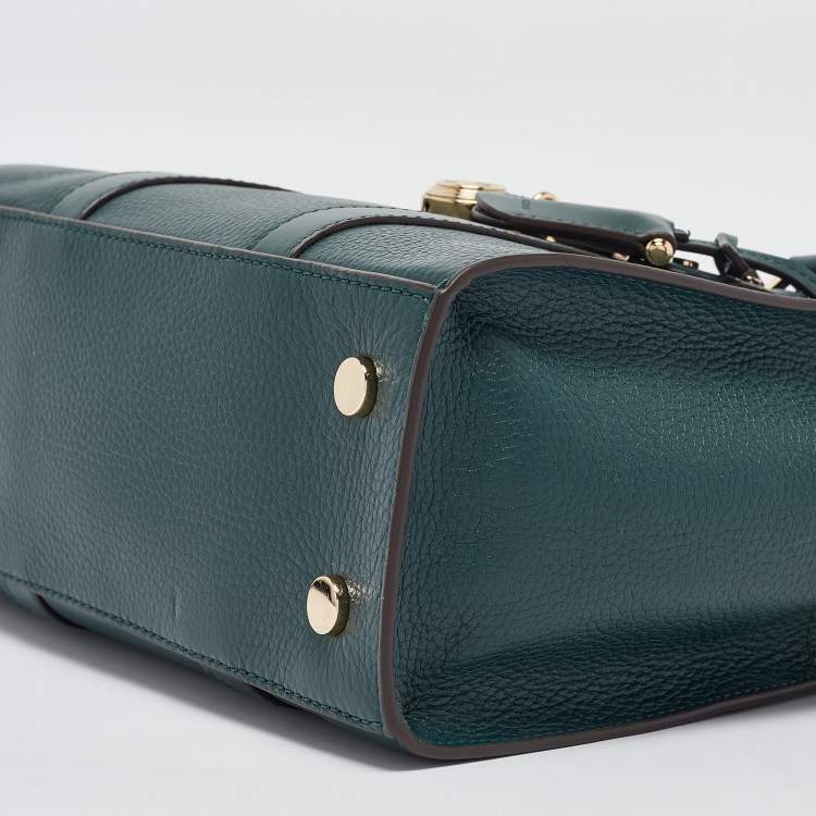 Pre Owned Michael Kors Green Leather Small Nouveau Hamilton Tote