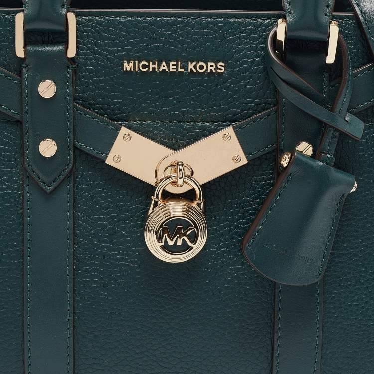 Pre Owned Michael Kors Green Leather Small Nouveau Hamilton Tote