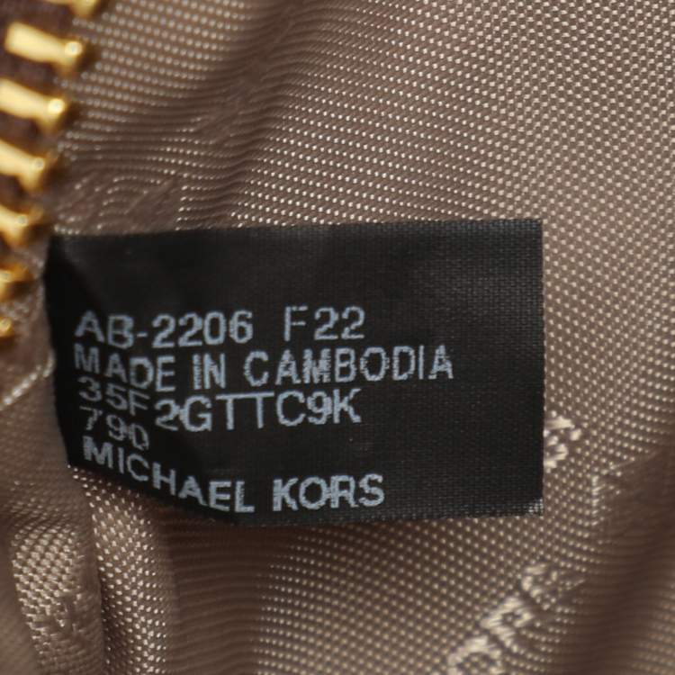 Pre Owned Michael Kors Brown Signature Coated Canvas and Leather Jet Set Crossbody Bag