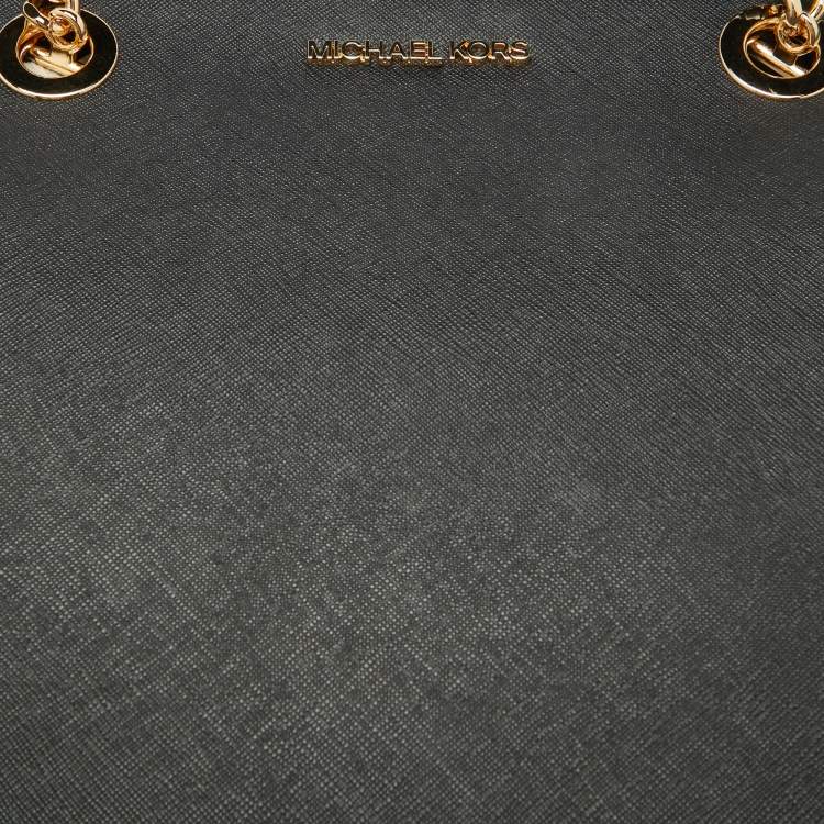 Pre Owned Michael Kors Black Leather Large Shania Chain Tote