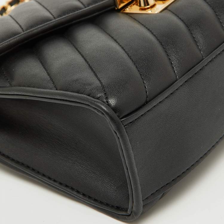 Pre Owned Michael Kors Black Quilted Leather Medium Rose Flap Shoulder Bag