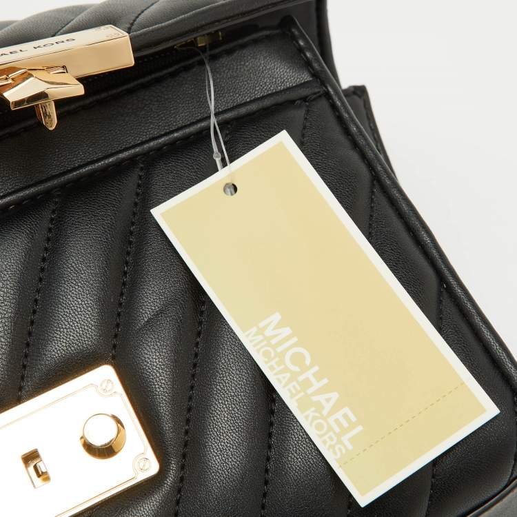 Pre Owned Michael Kors Black Quilted Leather Medium Rose Flap Shoulder Bag