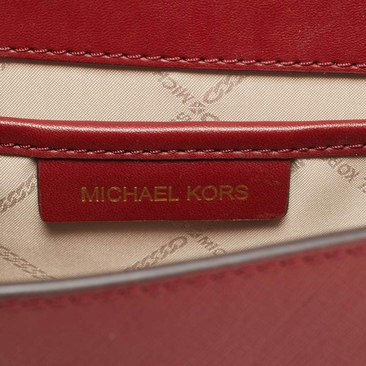 Pre Owned Michael Kors Red/Black Leather Medium Studded Hayden Shoulder Bag