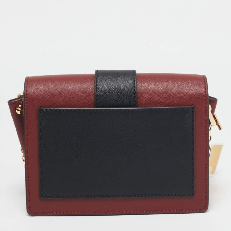 Pre Owned Michael Kors Red/Black Leather Medium Studded Hayden Shoulder Bag