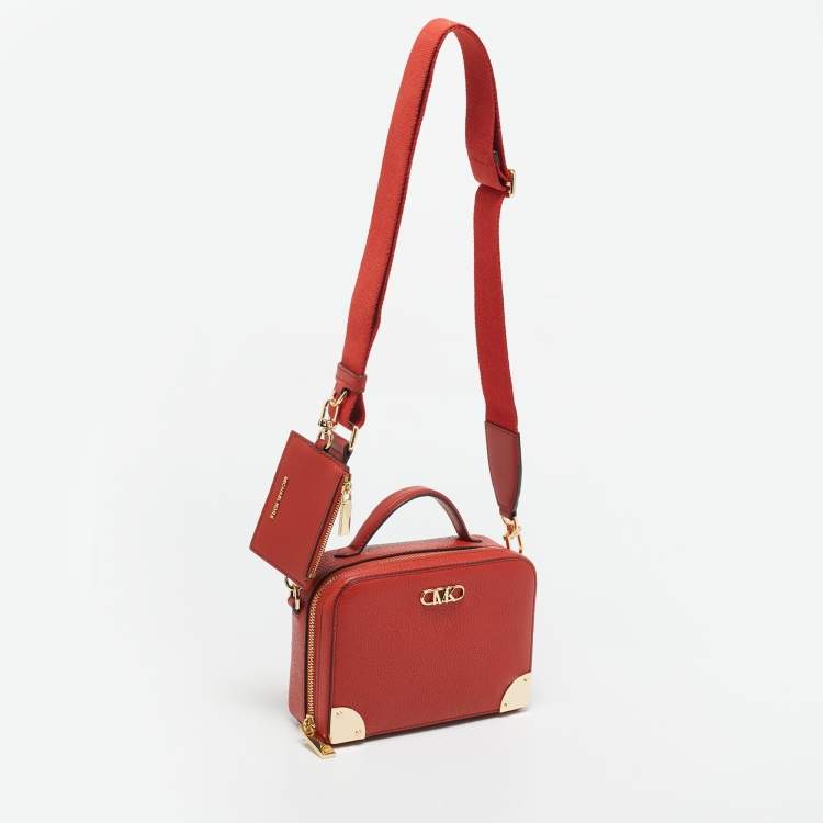 Pre Owned Michael Kors Burnt Orange Leather Small Estelle Trunk Bag