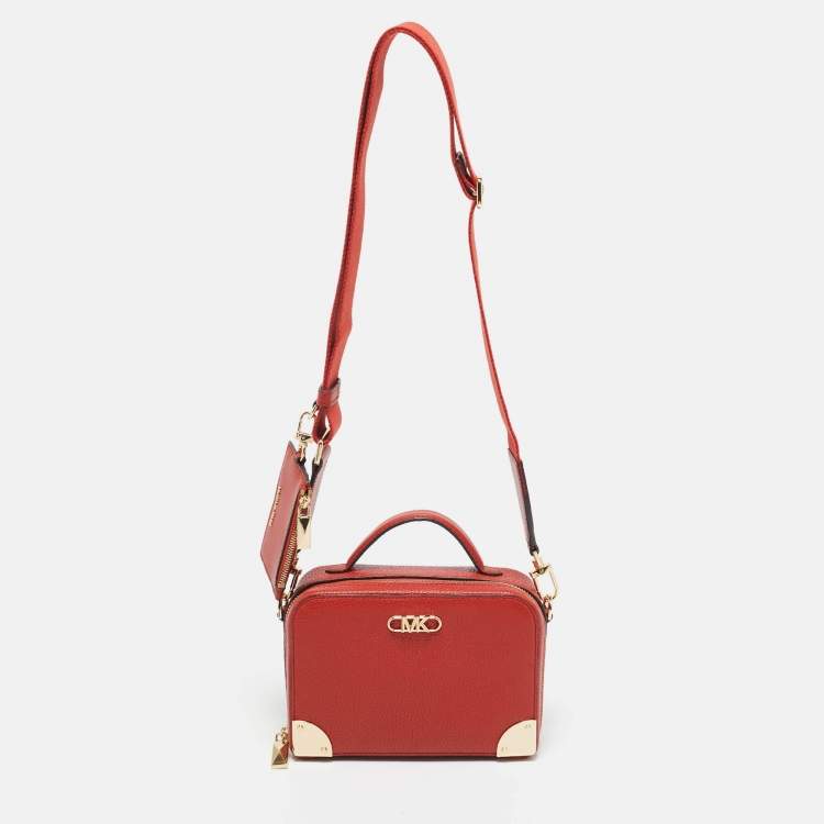 Pre Owned Michael Kors Burnt Orange Leather Small Estelle Trunk Bag