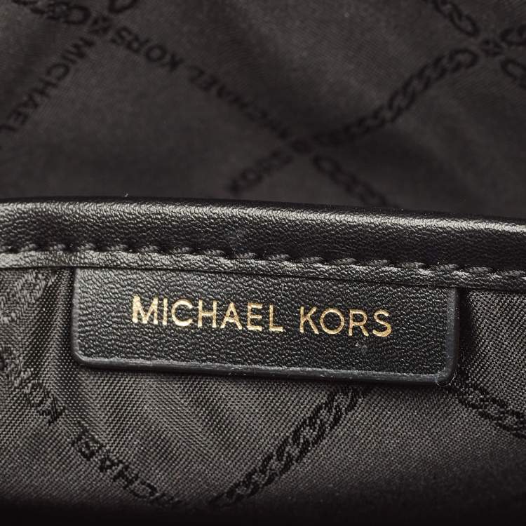 Pre Owned Michael Kors Black Signature Canvas Large East West Jet Set Charm Crossbody Bag