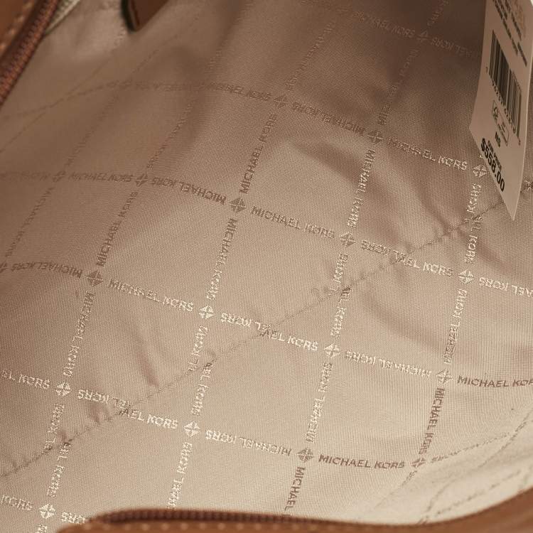 Pre Owned Michael Kors Brown Signature Coated Canvas Large Jet Set Travel Chain Tote