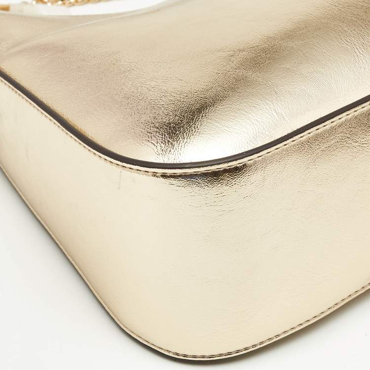 Pre Owned Michael Kors Gold Leather Large Wilma Chain Hobo