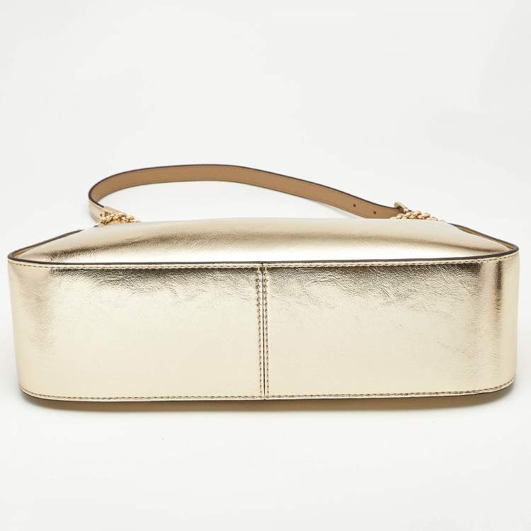 Pre Owned Michael Kors Gold Leather Large Wilma Chain Hobo