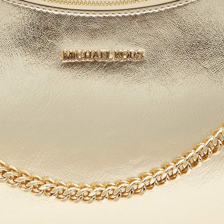 Pre Owned Michael Kors Gold Leather Large Wilma Chain Hobo