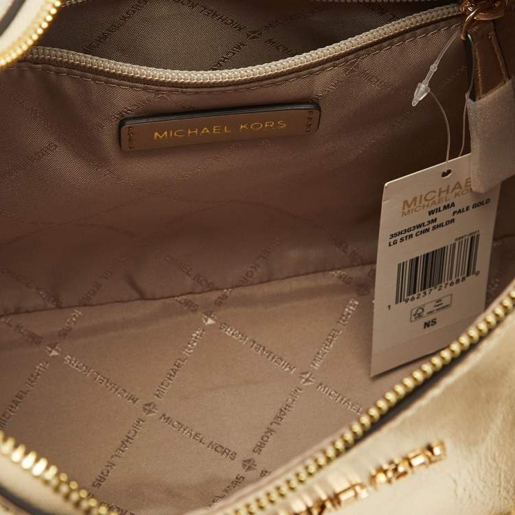 Pre Owned Michael Kors Gold Leather Large Wilma Chain Hobo