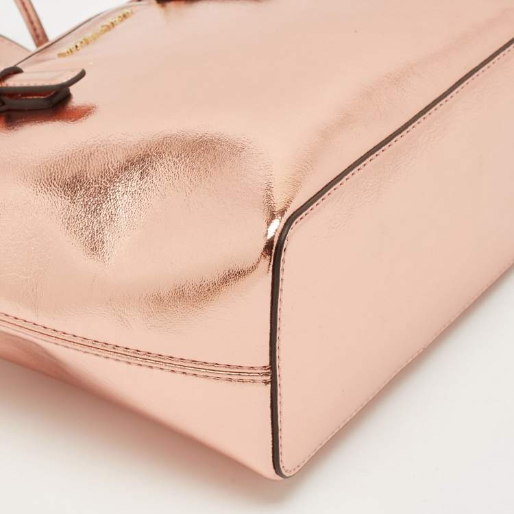 Pre Owned MICHAEL Michael Kors Metallic Leather Extra-Small Jet Set Travel Tote