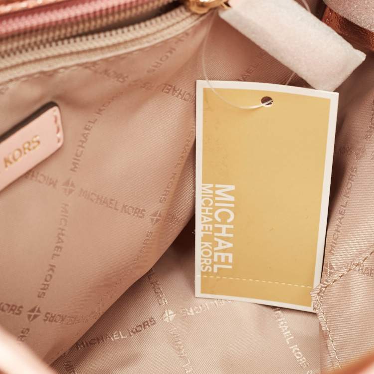 Pre Owned MICHAEL Michael Kors Metallic Leather Extra-Small Jet Set Travel Tote