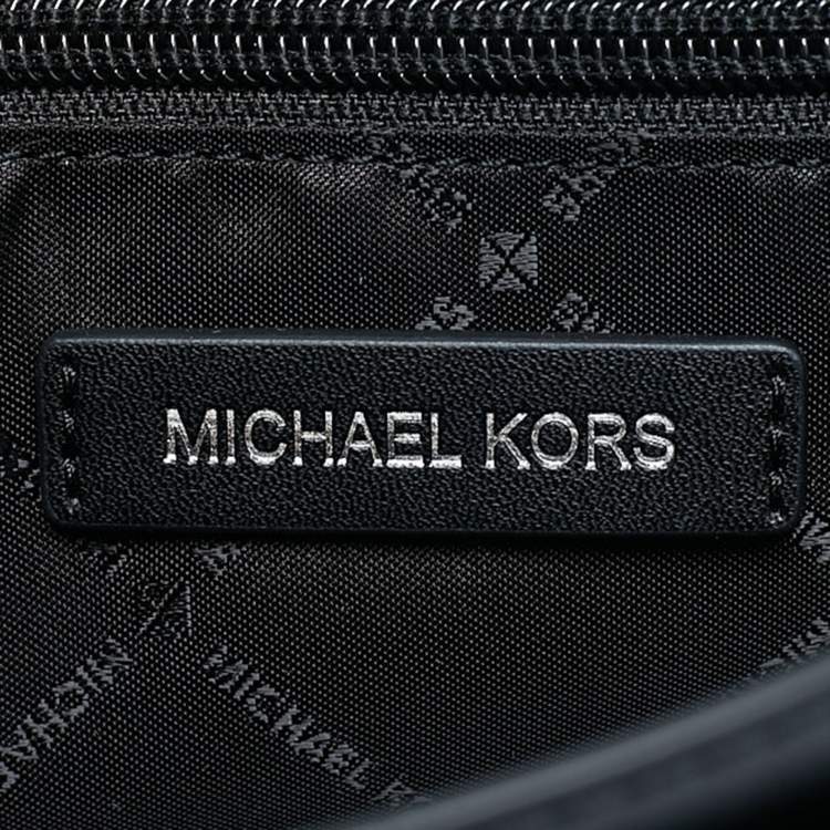 Pre Owned Michael Kors Black Leather Medium Greenwich Top Handle Bag