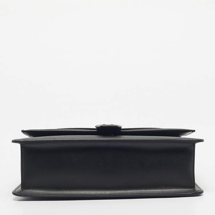 Pre Owned Michael Kors Black Leather Medium Greenwich Top Handle Bag