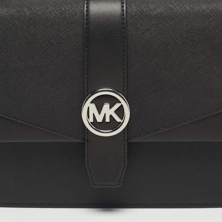 Pre Owned Michael Kors Black Leather Medium Greenwich Top Handle Bag
