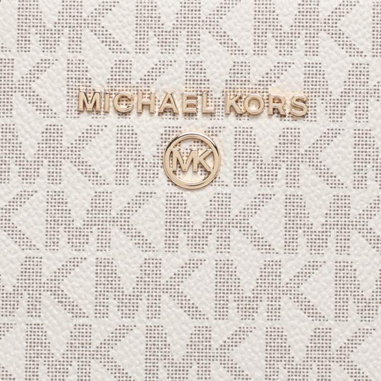 Pre Owned Michael Kors White Signature Coated Canvas Medium Marilyn Tote