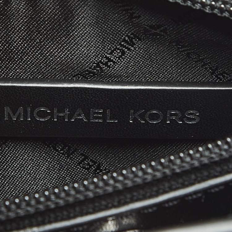 Pre Owned Michael Kors Black Signature Coated Canvas and Snakeskin Embossed Leather Medium Pratt Bucket Bag