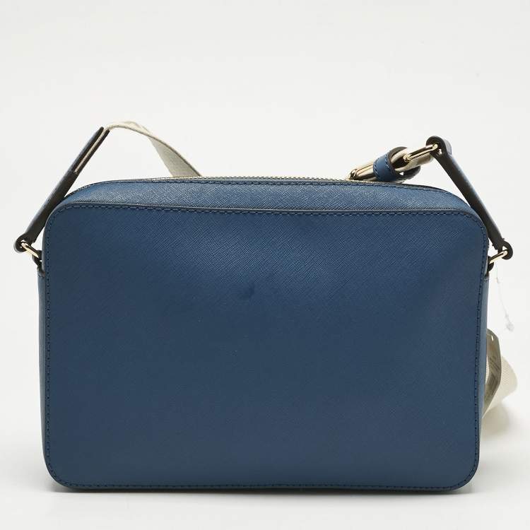 Pre Owned Michael Kors Blue Leather Large East West Jet Set Crossbody Bag