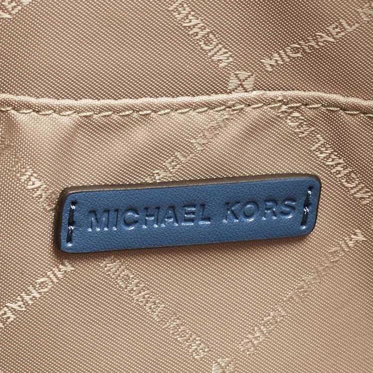 Pre Owned Michael Kors Blue Leather Large East West Jet Set Crossbody Bag
