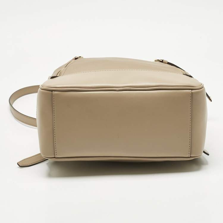 Pre Owned Michael Kors Beige Leather and Nylon Brooklyn Backpack