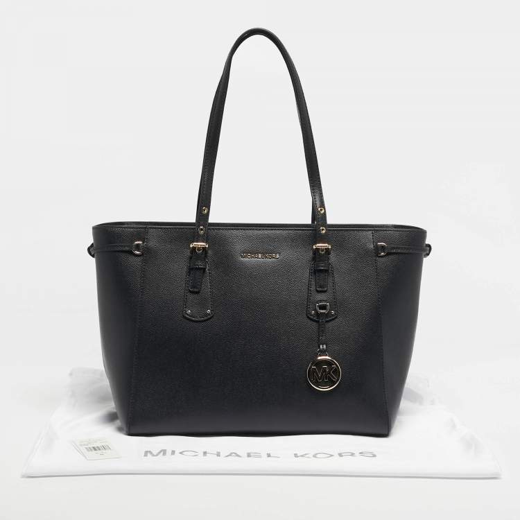 Pre Owned Michael Kors Black Leather Medium Voyager Tote