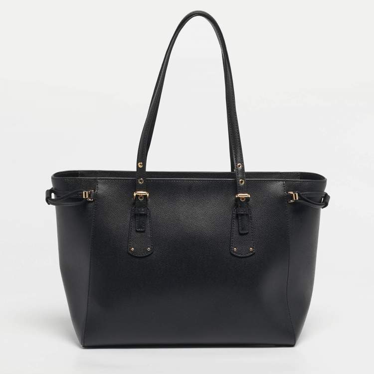 Pre Owned Michael Kors Black Leather Medium Voyager Tote
