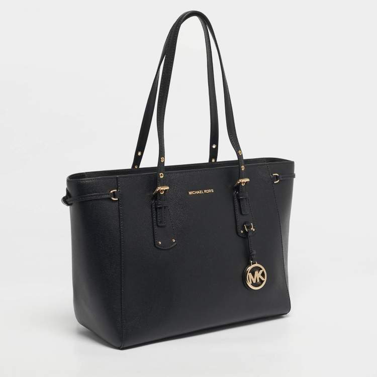 Pre Owned Michael Kors Black Leather Medium Voyager Tote