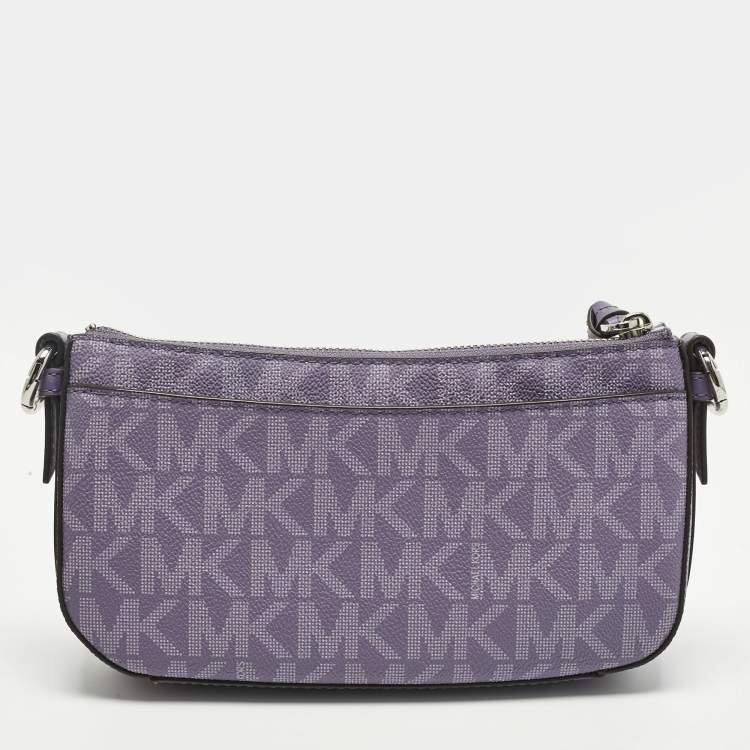 مملوكة مسبقًا Michael Kors Lilac Signature Coated Canvas and Leather Jet Set Charm Crossbody Bag