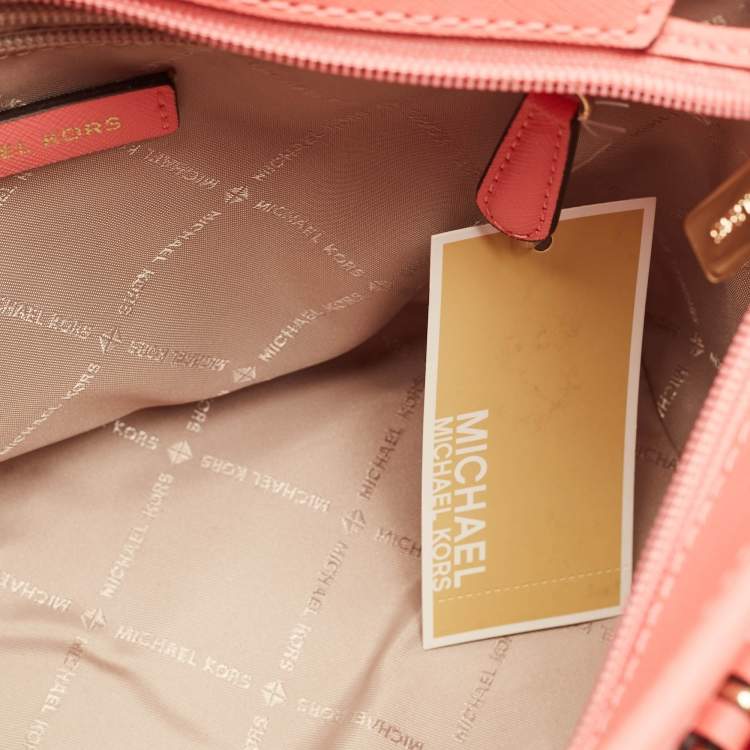 Pre Owned Michael Kors Grapefruit Leather Extra-Small Jet Set Travel Tote