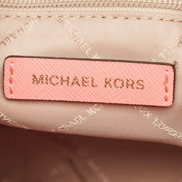 Pre Owned Michael Kors Grapefruit Leather Extra-Small Jet Set Travel Tote