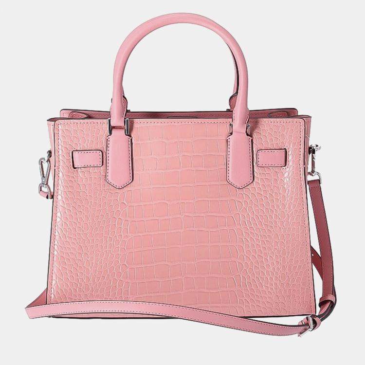 Pre Owned Michael Kors Textured Pink Leather Tote Bag