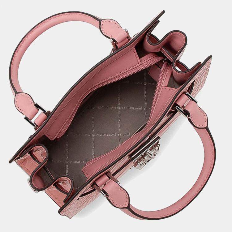 Pre Owned Michael Kors Textured Pink Leather Crossbody Bag