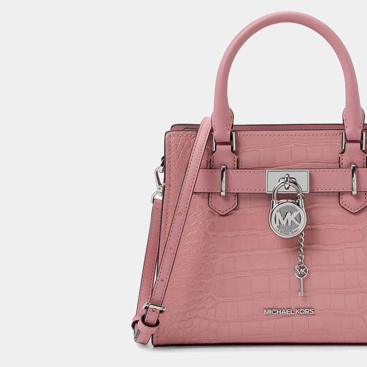 Pre Owned Michael Kors Textured Pink Leather Crossbody Bag