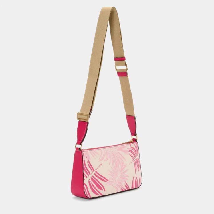 مملوكة مسبقًا Michael Kors Palm Jacquard Pink Leather Crossbody Bag