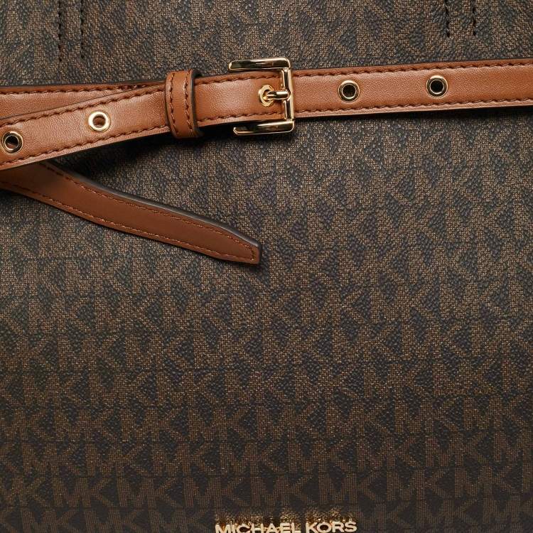 مملوكة مسبقًا Michael Kors Emilia Large Brown Signature Coated Canvas Satchel