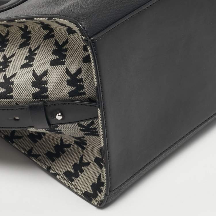 Pre Owned Michael Kors Avril Large Black Canvas and Leather Tote